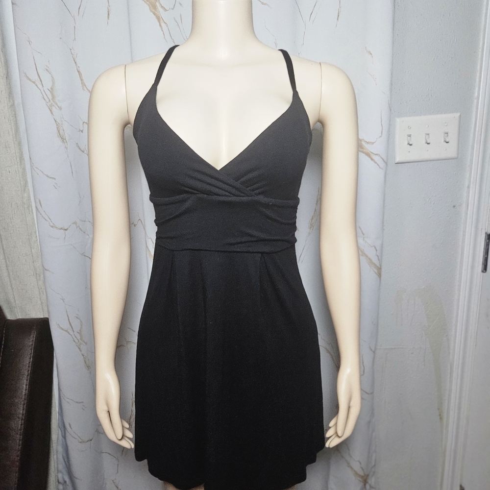 Black V-Neck Spaghetti Strap Dress - Women